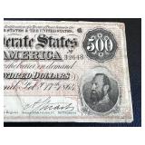 Confederate States of America 1864 $500 Note - Richmond Feb 17, 1864 - Serial 32648 Confederate States of America 1864 $500 Note - Richmond Feb 17, 1864 - Serial 32648