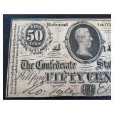 Confederate States of America $100 Note Richmond 1864 & 50 Cents Note Richmond 1864 (Lot of 2) Confederate States of America $100 Note Richmond 1864 & 50 Cents Note Richmond 1864 (Lot of 2)