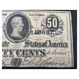 Confederate States of America $100 Note Richmond 1864 & 50 Cents Note Richmond 1864 (Lot of 2) Confederate States of America $100 Note Richmond 1864 & 50 Cents Note Richmond 1864 (Lot of 2)