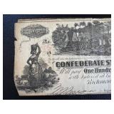 Confederate States of America $100 Note Richmond 1864 & 50 Cents Note Richmond 1864 (Lot of 2) Confederate States of America $100 Note Richmond 1864 & 50 Cents Note Richmond 1864 (Lot of 2)