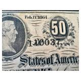 Confederate States of America $100 Note Richmond 1864 & 50 Cents Note Richmond 1864 (Lot of 2) Confederate States of America $100 Note Richmond 1864 & 50 Cents Note Richmond 1864 (Lot of 2)