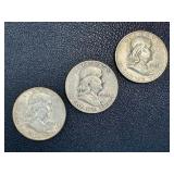 1951 Ben Franklin Half Dollar - 3 Coins (S & D Mint Marks) 1951 Ben Franklin Half Dollar - 3 Coins (S & D Mint Marks)