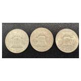 Benjamin Franklin Half Dollar Coins - 1953-D, 1954-S, 1955 Benjamin Franklin Half Dollar Coins - 1953-D, 1954-S, 1955