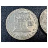 Benjamin Franklin Half Dollar Coins - 1953-D, 1954-S, 1955 Benjamin Franklin Half Dollar Coins - 1953-D, 1954-S, 1955