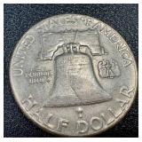 Benjamin Franklin Half Dollar Coins - 1953-D, 1954-S, 1955 Benjamin Franklin Half Dollar Coins - 1953-D, 1954-S, 1955