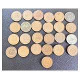 Indian Head Cent - 25 Coins Circulated, Varied Dates (1883-1907) Indian Head Cent - 25 Coins Circulated, Varied Dates (1883-1907)