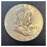 1963 Franklin Half Dollars - 3 Coins (1 Denver Mint 'D', 2 Philadelphia) - 90% Silver 1963 Franklin Half Dollars - 3 Coins (1 Denver Mint 'D', 2 Philadelphia) - 90% Silver