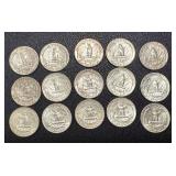 Washington Quarters - 1950-1964 Set of 15 Washington Quarters - 1950-1964 Set of 15