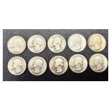Washington Quarters 1935-1937 (10 Coins) Circulated Washington Quarters 1935-1937 (10 Coins) Circulated