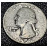 Washington Quarters 1935-1937 (10 Coins) Circulated Washington Quarters 1935-1937 (10 Coins) Circulated