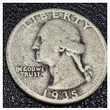 Washington Quarters 1935-1937 (10 Coins) Circulated Washington Quarters 1935-1937 (10 Coins) Circulated