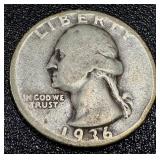 Washington Quarters 1935-1937 (10 Coins) Circulated Washington Quarters 1935-1937 (10 Coins) Circulated