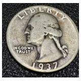 Washington Quarters 1935-1937 (10 Coins) Circulated Washington Quarters 1935-1937 (10 Coins) Circulated