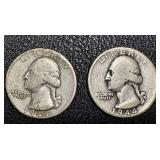 Washington Quarter 1944 - 2 Coins (1 with S Mint Mark) Washington Quarter 1944 - 2 Coins (1 with S Mint Mark)