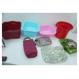 Plastic wash tubs, pail , assortment of bags