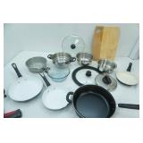 Cutting Board , pots and pans