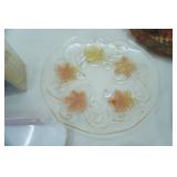 Stoneware platter ,various pretty plates, Butter warmer, Hor d