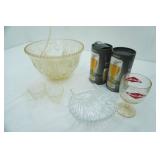 PUnch bowl , Grain Belt glass , (2) final Touch glasses