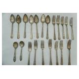IS CO Douglas Lodge Silver Plate Flatware; 2 Branford Silverplate Mickey Mouse Spoons