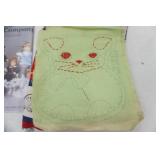 Antique/Vintage Tinker Toy Set, Christmas Stocking, LBJ fabric, Vintage Hopping Rabbit toy, jack-o-lanterns