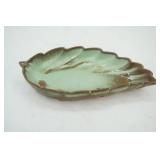 Vintage Frankoma 226 Pottery Prairie Green Leaf-Shaped Dish 12.5"x6.5"x2"