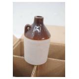 Case of Two-Toned Speckled Stoneware Mini Jugs 4.5" tall with a 2.25" diameter base. (24ct) USA on bottom