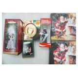 Hallmark Keepsake Ornaments: I Love Lucy, Vintage Barbie; Coca-Cola Glass Ornament and New Vintage print Coca-Cola Napkins