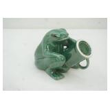 Vintage Green Ceramic "naughty" frog figurine. Novelty Barware. 1960s