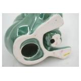 Vintage Green Ceramic "naughty" frog figurine. Novelty Barware. 1960s