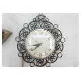 Vintage Edison Electric Iron; Vintage GE Wall Clock Model 2151