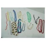 Vintage Beaded Necklace Lot, One Vintage Shell Necklace