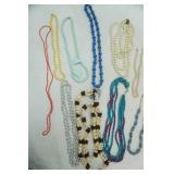 Vintage Beaded Necklace Lot, One Vintage Shell Necklace