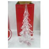 Vintage Mikasa Christmas Crystal Pieces; Vintage Wooden Shadow Box, Ornament Stand