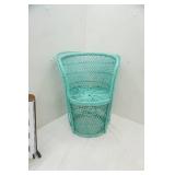 Vintage Turquoise Toddler Wicker Peacock Chair