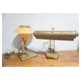 Vintage MCM Kitsch Lamp w/Pixie; Vintage Brass Piano Light