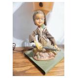 Vintage MCM Kitsch Lamp w/Pixie; Vintage Brass Piano Light