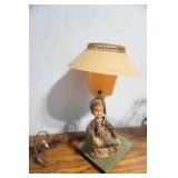 Vintage MCM Kitsch Lamp w/Pixie; Vintage Brass Piano Light