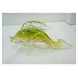 Hand-Blown Art Glass Fish Sculpture. Murano-Style. 10" long by 6" tall