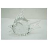 Vintage Hand-Blown Art Glass Fish Figurine w/Controlled Bubbles. 4.5" long by 4" tall