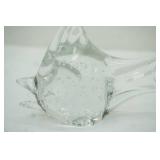 Vintage Hand-Blown Art Glass Fish Figurine w/Controlled Bubbles. 4.5" long by 4" tall