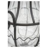 Decorative Caged Glass Wrought Iron Vase (has crack) 15" tall