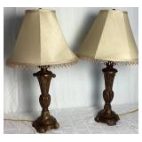 Set of 2 Cast Metal Copper Patina Lamps Set of 2 Cast Metal Copper Patina Lamps
