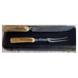 Vintage Stag Horn Handle Carving Set Crafted in Sheffield England by Gimbels Vintage Stag Horn Handle Carving Set Crafted in Sheffield England by Gimbels