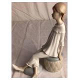 Lladro 'Girl With Mother's Shoe' Porcelain Figurine #1084 and 2001 Porcelain Christmas Bell Ornament Lladro 'Girl With Mother's Shoe' Porcelain Figurine #1084 and 2001 Porcelain Christmas Bell Ornament
