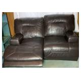 Chateau d'Ax Electric Power Reclining Leather Loveseat Chateau d'Ax Electric Power Reclining Leather Loveseat