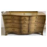 Drexel Curved Front 12 Drawer Champagne Triple Dresser with Mirror plus Matching Full Size Bed with Headboard & Footboard Drexel Curved Front 12 Drawer Champagne Triple Dresser with Mirror plus Matching Full Size Bed with Headboard & Footboard