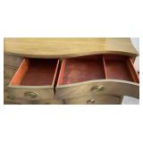 Drexel Curved Front 12 Drawer Champagne Triple Dresser with Mirror plus Matching Full Size Bed with Headboard & Footboard Drexel Curved Front 12 Drawer Champagne Triple Dresser with Mirror plus Matching Full Size Bed with Headboard & Footboard