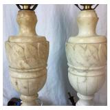 Pair of Vintage Italian Hand Carved Alabaster Table Lamps Pair of Vintage Italian Hand Carved Alabaster Table Lamps