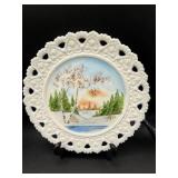 Vintage Milk Glass Collection includes 6 Hand Painted Pierced Plates and More Vintage Milk Glass Collection includes 6 Hand Painted Pierced Plates and More