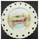Vintage Milk Glass Collection includes 6 Hand Painted Pierced Plates and More Vintage Milk Glass Collection includes 6 Hand Painted Pierced Plates and More